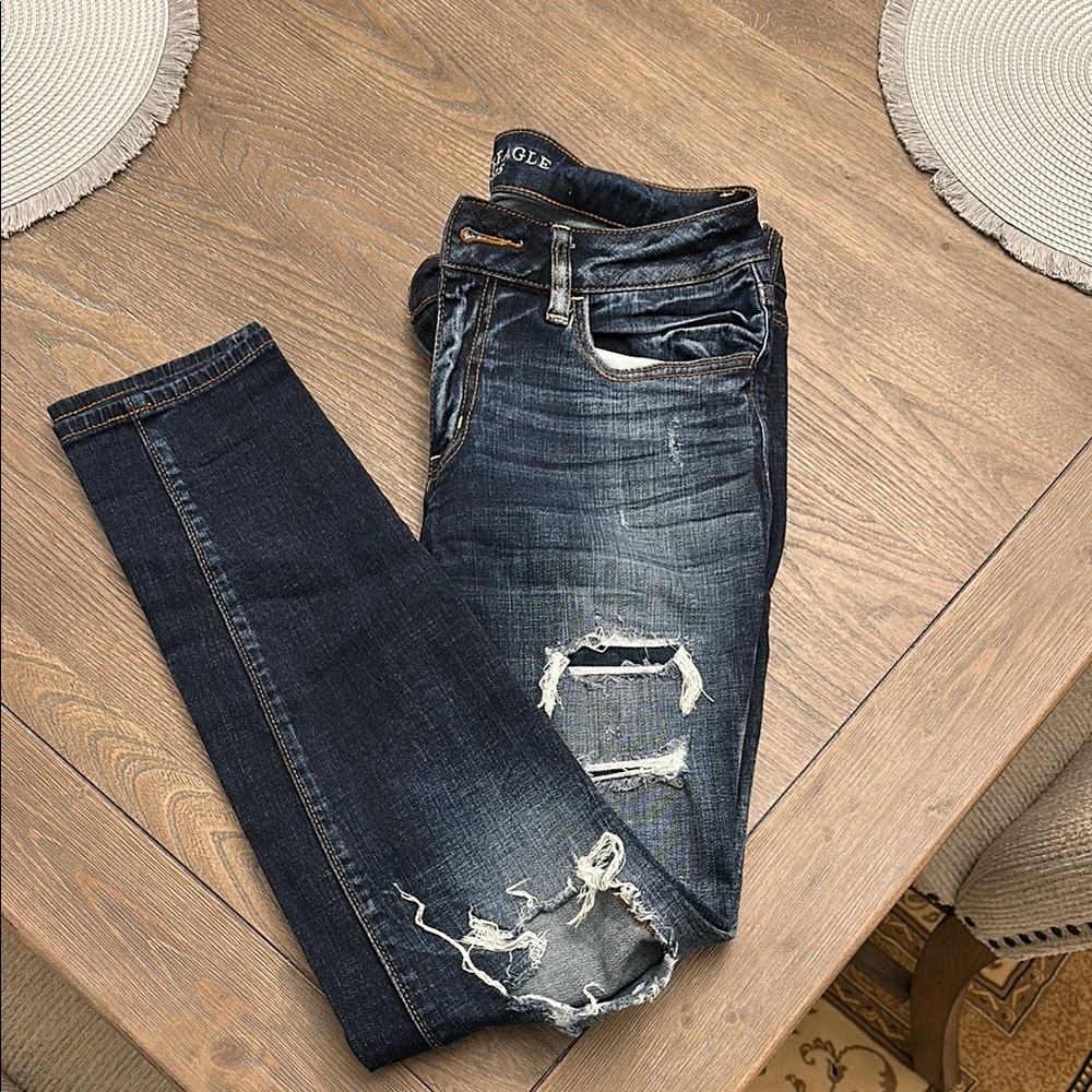 Women's Distressed Blue Jeans